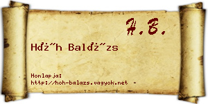 Hőh Balázs névjegykártya